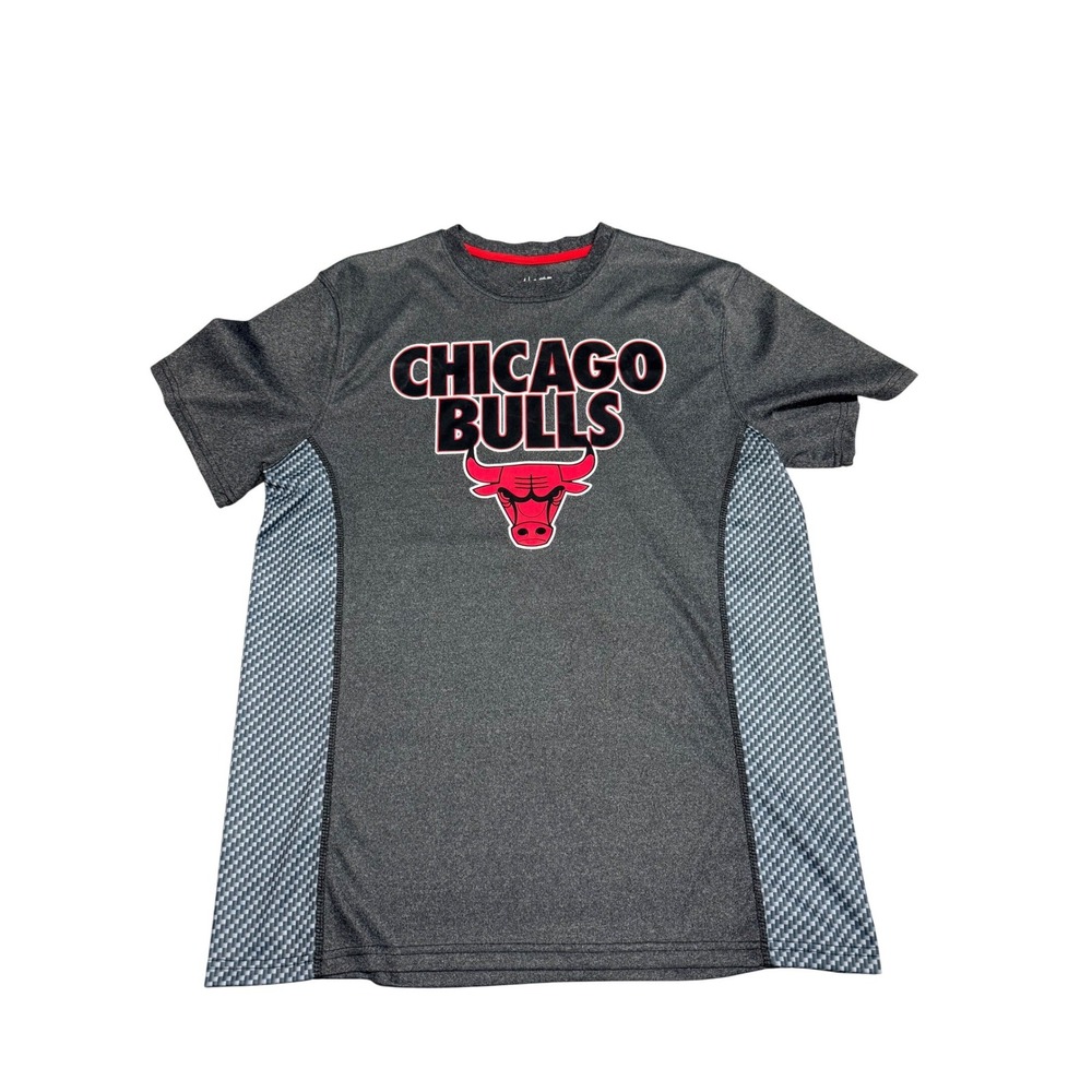 NBA Chicago Bulls Mens XL Performance T-Shirt Gray Heather Mesh Side Panels